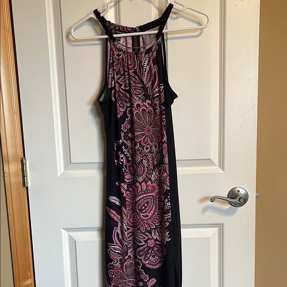 INC International Concepts Elegant Black and Pink Paisley Dress